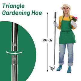 HRADHOL Premium Quality Hardened All-Steel Triangle Hand Plow Hoe for Backyard Weeding,Tough Welded Hoe, Loosening,Farm Planting,Dig a Hole，6-Inch Welded Steel Head, 54-Inch Stainless Steel Handle