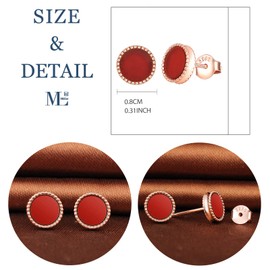 MicLee Woman's girl's Earrings, 925 Sterling silver earrings, Elegant round earrings studs, Inlaid agate malachite, gift for Birthday, Valentine's Day and Christmas