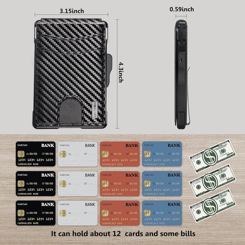 umoven Wallet for Men - with Money Clip Slim Leather