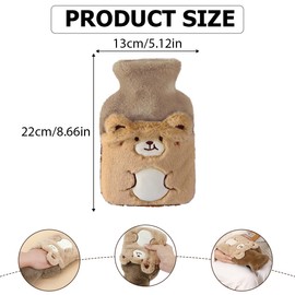 JYNVO Hot Water Bottle Children's Animal Bear, Fluffy Hand Warmer Cover, Removable & Washable, Cute Bouillotte Bebe, Meilleurs Cadeaux pour Noël et Hiver, Mère, Fille, Petite Amie, Aîné (500 ml)