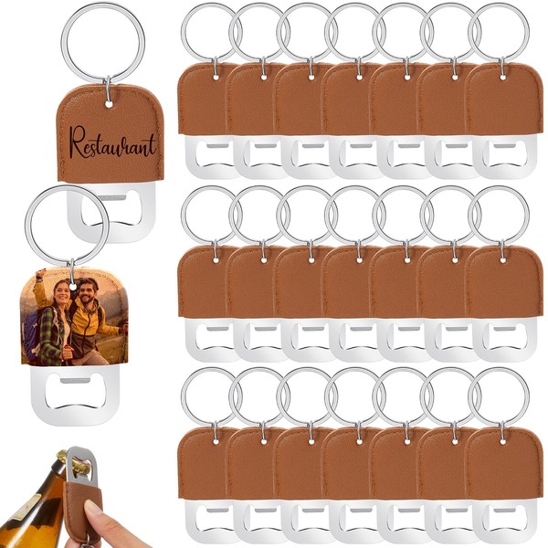Maxcheck 24 Pcs Dye Leather Bottle Opener Keychain Sublimation Beer