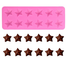 12 Cavities Star Chocolate Mold, Reusable Five Pointed Star Silicone Mold Fun Shaped Chocolate Molds Silicone Square Molds for Making Chocolates Ice Cubes Jellies and Candies (Pink)
