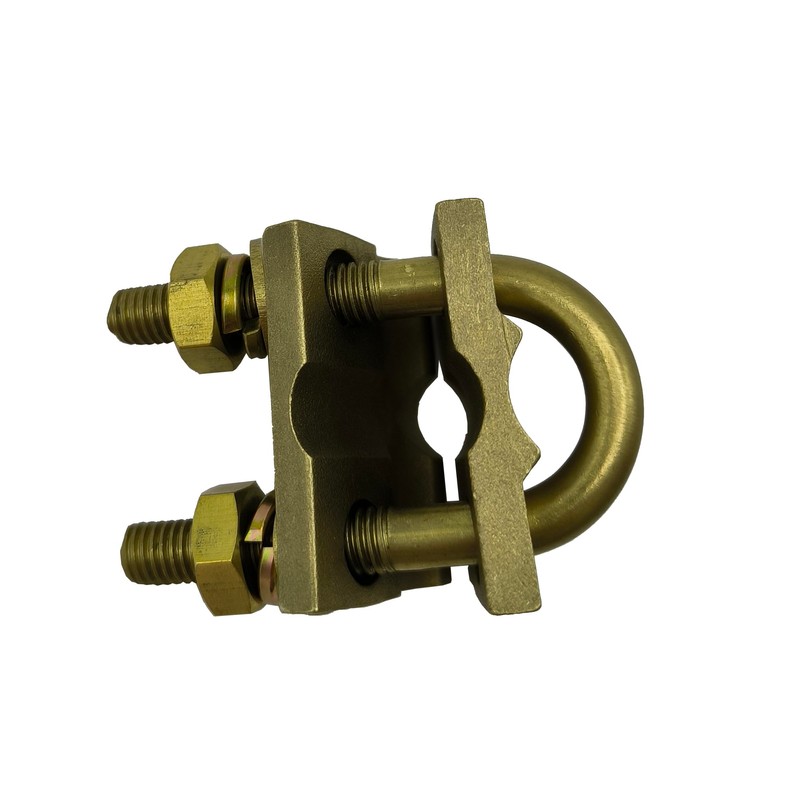 Brass U Bolt Ground Clamp with 2 Conductors,4/0-4AWG Wire Range,