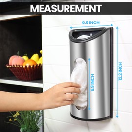 Utopia Kitchen Grocery Plastic Bag Holder and Dispenser Medium, Easy Wall Mount Bag Saver, Stainless Steel, Silver