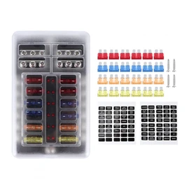 Soporte de caja de fusibles Hoja de 12 vías con luz LED Bloque impermeable Universal para yate marino automotriz Caja de fusibles de 12 vías Ca