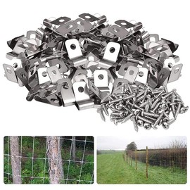 100PCS Stainless Steel Iron Wire Mesh Clips for Gabion Baskets, with Screws