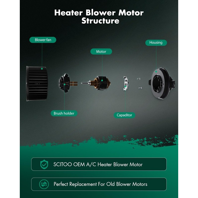 SCITOO 700223 Front HVAC Blower Motor with Fan Cage for