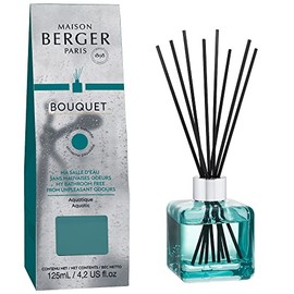 MAISON BERGER Reed Diffuser - Cube - Scented Bouquet with Reed Sticks - Prefilled with Fragrance My Bathroom Free from Unpleasant Odors - 125 Milliliters - 4.2 Fluid Ounces