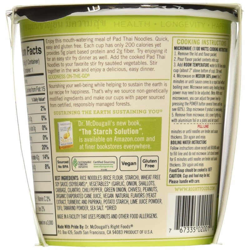 Dr. McDougall's Pad Thai Noodles Gluten Free Soup Cup, 2