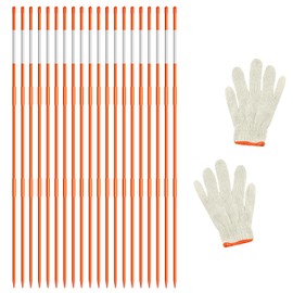 AHKUNMT 20Pcs Driveway Markers,4Ft Driveway Reflective Poles, Orange Fiberglass Snow Stakes with Reflective Tape for Easy Visibility at Night for Parking Lots (20, Orange)