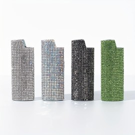 Shiny Rhinestone Lighter case, Compatible with BIC-J6 Lighter Models(Colorful White)