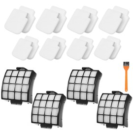 Fixcracked AZ3002 Filters for Shark AZ3000 AZ3000W for Stratos DuoClean PowerFins Vacuum Stratos Upright Vacuum, 4 Post-Motor Filters, 8 Foam Filters