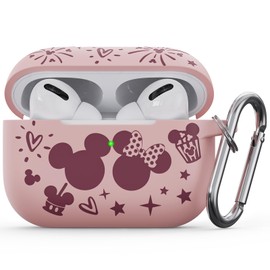 Engraved Silicone Case Compatible with AirPods Pro 2nd/1st Generation Case Cover, Two-Tone Cute Pattern Case with Keychain for AirPods Pro Case 2nd/1st Gen (2023/2022/2019) Women Girls, Pinks Winer