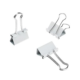 HAHIYO Binder Clips Paper Clamps Spring Steel Sturdy Medium 1.26 inches Width 0.39 Inch Capacity No Sharp Edges Heavy Duty Tight Grip Reusable White Metal Bright Finish for Home Office School 13 Pack