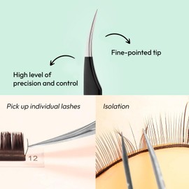 Eyesy Lash Ultimate Isolator Lash Tweezer | Professional Volume False Lash Application Tool | Multi Shapes & Purposes Tweezers | Non-Slip Grip Tweezers TWE_UIS_BLA (Black)