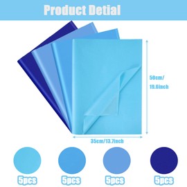 Jwssor Blue Tissue Paper,20sheets Blue Wrapping Paper,50x35cm Multi Colored Tissue Paper