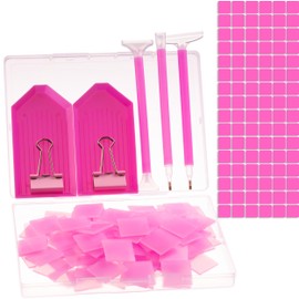 YSHIHE 83pcs 5D Diamond Art Painting Wax Painting Glue Clay Tool Set Include Diamond Embroidery, Storage Box, Tray, Dovetail Clip,Diamond Pen,Suitable for Craft DIY(Pink Set)