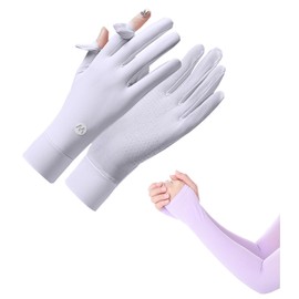 Ciyar Sun Protection Gloves, Arm Cover, UPF 50+, Arm Cover, UV Gloves, 2 Finger Out, Summer, UV Protection, Fingertips, Breathable, Stretchy, Sweat Absorbent, Quick Drying, Anti-Slip, Outdoor