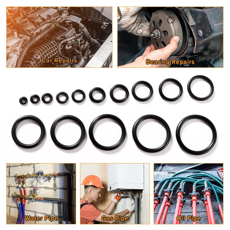Lyeteung 260-PCS Nitrile Rubber O-Ring Assortment Kit - 15 Sizes,