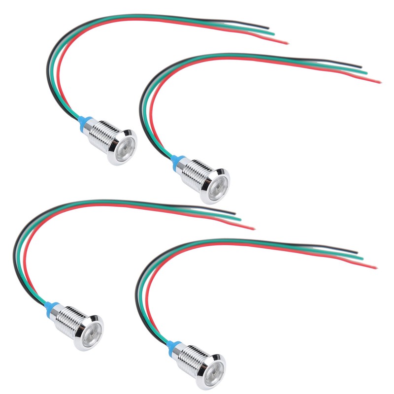 4 Sets PreWired Round LEDs Waterproof 2Color Indicator Light Common
