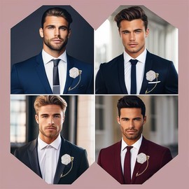 White Flower Brooch for Men Suit Lapel Pins for Wedding Brooches Pins for Clothes Coat Rose Brooch for Men Brooch Pins for Men Lapel Pin for Suits Brooch for Prom Dress Pin