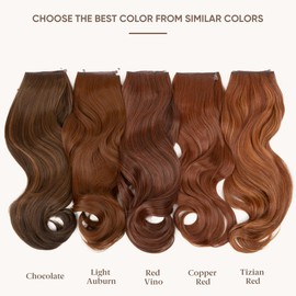 SARLA Invisible Wire Hair Extensions with 3 Clips Short Synthetic Wavy Curly Hairpiece Adjustable Transparent Headband for Women 14 Inch Light Auburn