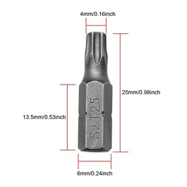 TorSor 15 Pack T25 TORX Bits 1/4 Inch Hex Shank 1'' Length S2 Steel Security Bit Replacement for Stubby Ratcheting Screwdrivers Electric Cordless Screw Driver Hand Power Drill