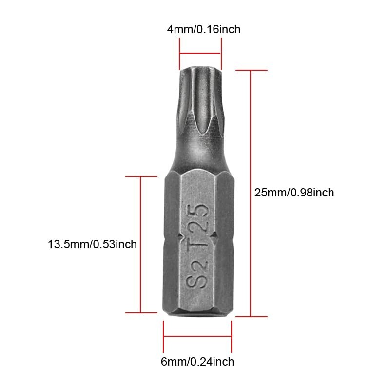 TorSor 15 Pack T25 TORX Bits 1/4 Inch Hex Shank