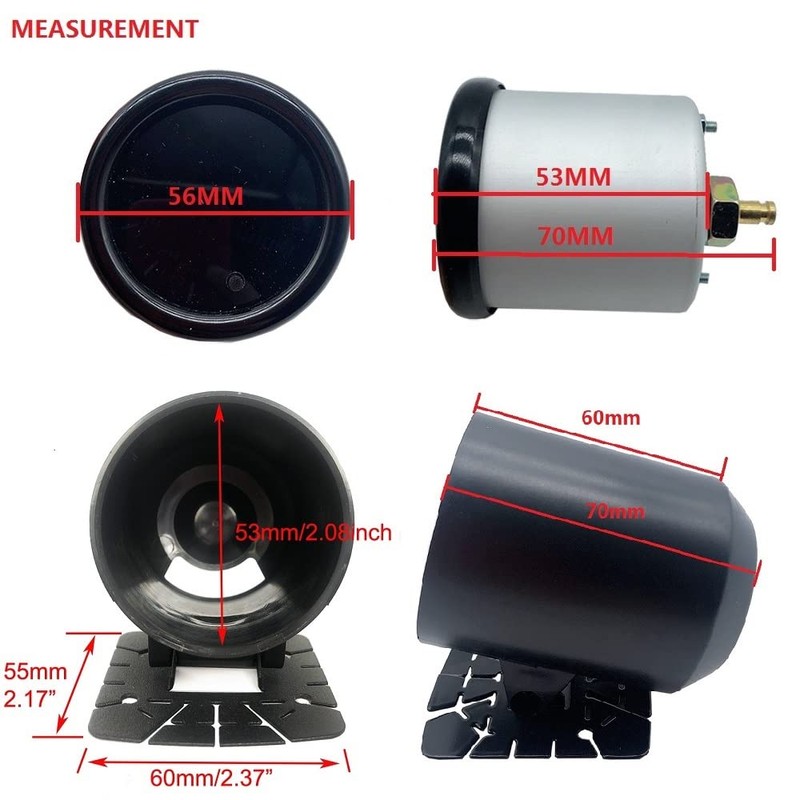 2" 52mm Turbo Boost Gauge 7 Color Adjustment Boost Meter