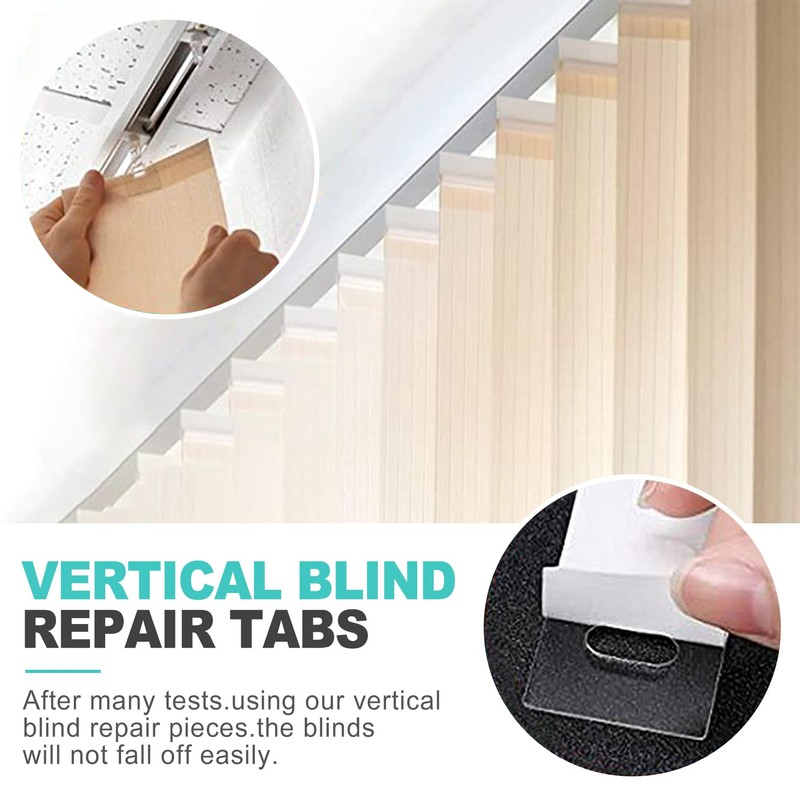 KornaDoz 60 Pcs (30 Sets) Vertical Blind Repair Tabs, Clear