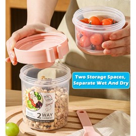 daasigwaa Breakfast On The Go Cups, Salad Cup To Go, Take And Go Yogurt Cereal Overnight Oats Snack Parfait Containers & Salad Dressing Holder With Fork For Lunch, Fruit & Vegetable Jar(Green,29.5oz)