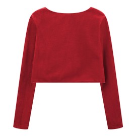 Bolerose Girls Long Sleeve Velvet Childrens Kids Sweater Bolero Shrug (Red, 11-12 Years)