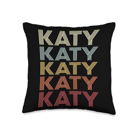 Katy Texas Katy TX Retro Vintage Text Throw Pillow, 16x16, Multicolor