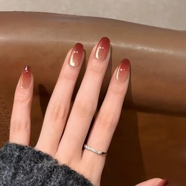 [NEURAD]ネイルチップ ミディアム 30枚入マグネットタイプ アッサムオムブレ付け爪 ～紅茶の深みを爪先に ネイル 人気 和風 かわいい