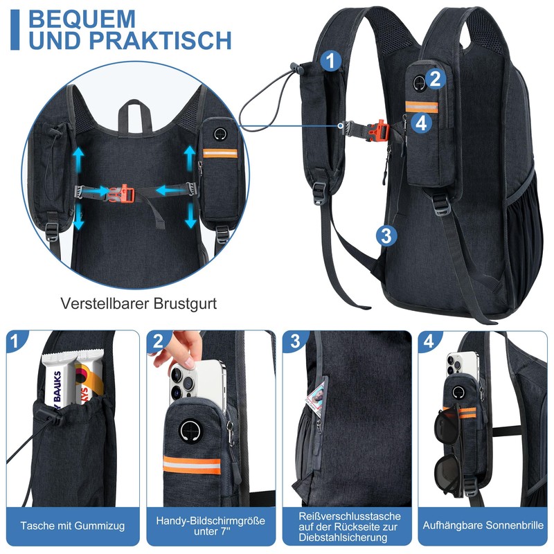 BECOJADDE 15L Hiking Backpack Men's Small Backpack Women's Lightweight Daypack