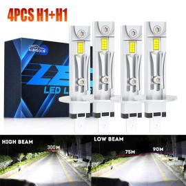 AUIMSOCO H1 H1 Combo 4000W 600000LM LED Car Light High Low Beam Kit Bulbs White 6000K 4X