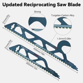 3 Pcs Reciprocating Saw Blade-Demolition Masonry Tungsten Carbide Alloy Saw Blades for Hollow Cement Brick, Porous Concrete,Fiber Cement,Cutting Wood,PVC Tube12 Inch x 12Inch x18 Inch, Universal Shank