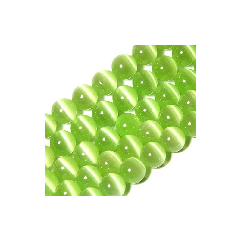 10mm Light Green Cat Eye Beads Round Semi Precious Gemstone