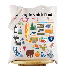 G2TUP - Bolsa de California Souvenirs A Day In California para comestibles, regalo para amantes de los viajes de California, Bolso de mano A Day in California, M