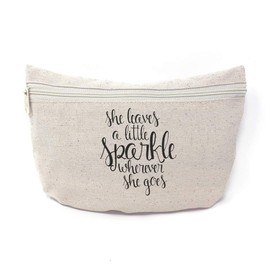 Custom Canvas Makeup Bag She Leaves Little Sparkle Wherever Goes A School Supplies Pencil Canvas Tote Pouch 9x6 Inches Natural Design Only