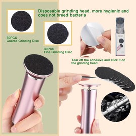 Generic Dermave? Electric Foot Callus Remover, Smooth Pedicure Wand with 60 Sanding Pads, Foot Scrubber File, Pedicure Tools for Feet, Heel Scraper for Cracked Heels