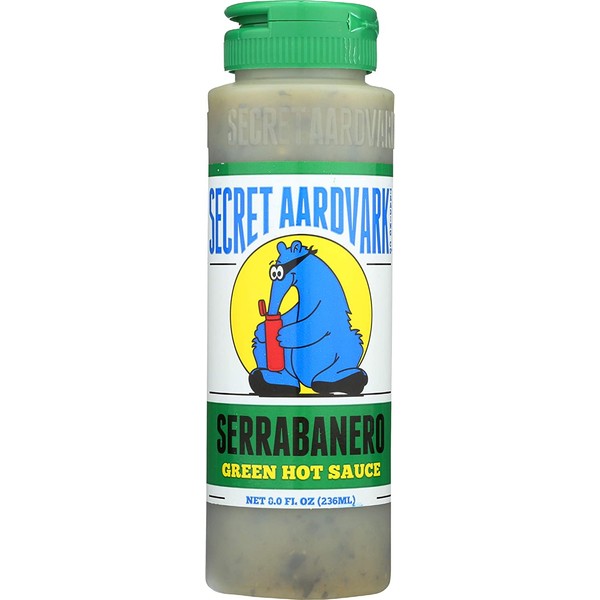 Secret Aardvark Serrabanero Green Hot Sauce | Made with Serrano & Green Habanero Peppers | Non-GMO, Low Carb, Low Sugar | Awesome Hot Sauce & Marinade 8 oz