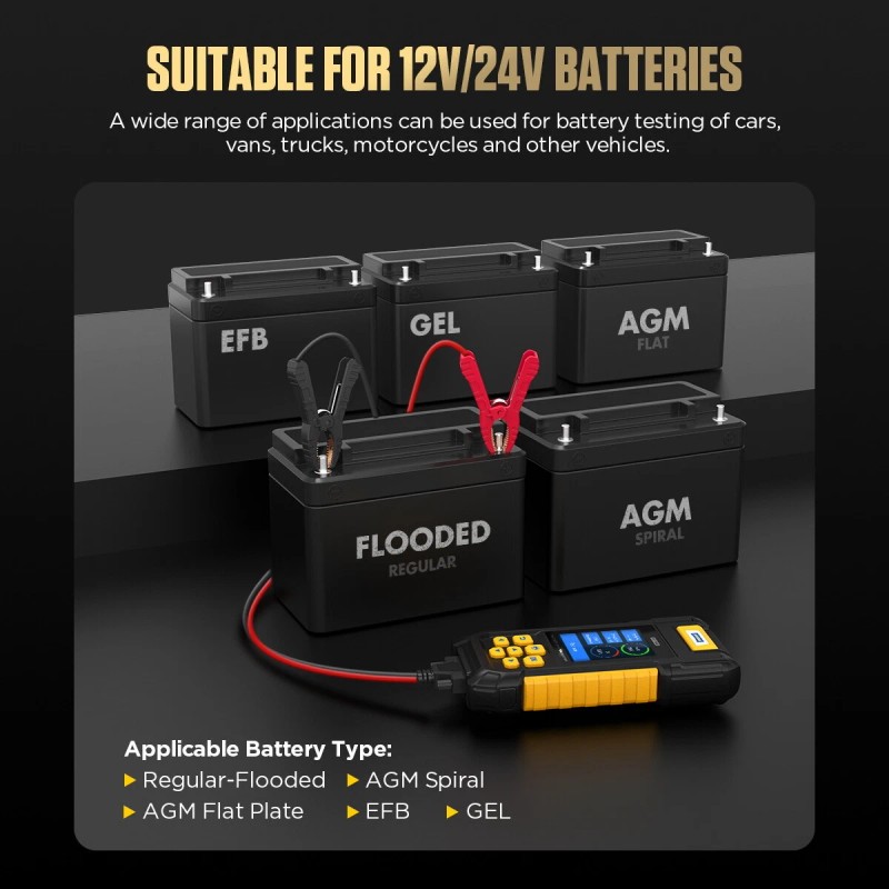 AUTOOL 8~30V Car Battery Tester Auto Cranking Charging Load Test