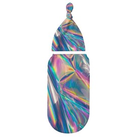 Holographic Designs Newborn Baby Swaddle Blanket with Beanie Hat Baby Receiving Blanket Soft Baby Sleep Sack Baby Wraps Blankets Gifts for Boys Girls Infant