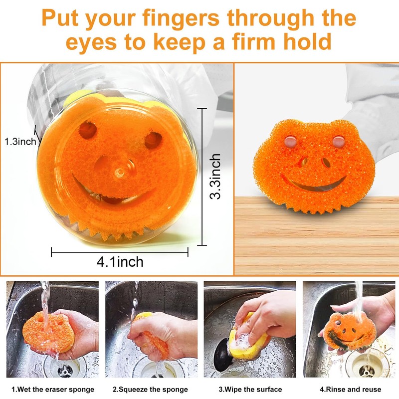 SmilePowo 5 Pack Scrub Sponge, Dual-Sided Temperature Controlled Kitchen Sponge