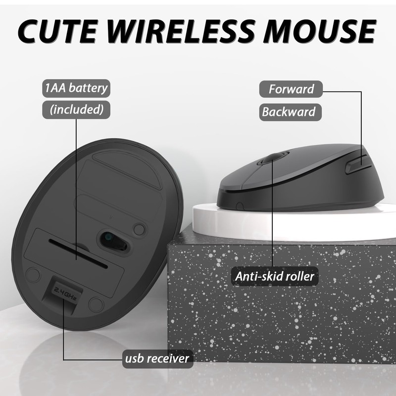 Wireless Keyboard and Mouse, KOOTOP Cute Keyboard and Mouse, 2.4G