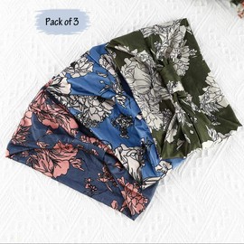 GORTIN Boho Headbands Leopard Hair Bands Knoted Turban Headband Stretch Twist Head Wraps Stripe Cloth Head Bands for Women and Girls 3 Pcs (Casual)