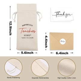 Teacher Appreciation Wine Bag With Thank You Card - Cool Christmas Birthday Gifts for Women Men - Important Teacher Stuff