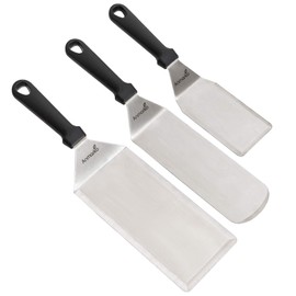 Griddle Spatula Set - Stainless Steel Metal Spatula and Griddle Scraper - Heavy Spatula Griddle Accessories Great for Cast Iron Griddle BBQ Flat Top Grill - Commercial Grade