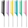 6Pcs Rattail Comb Metal Rat Tail Combs Fine Tooth Parting